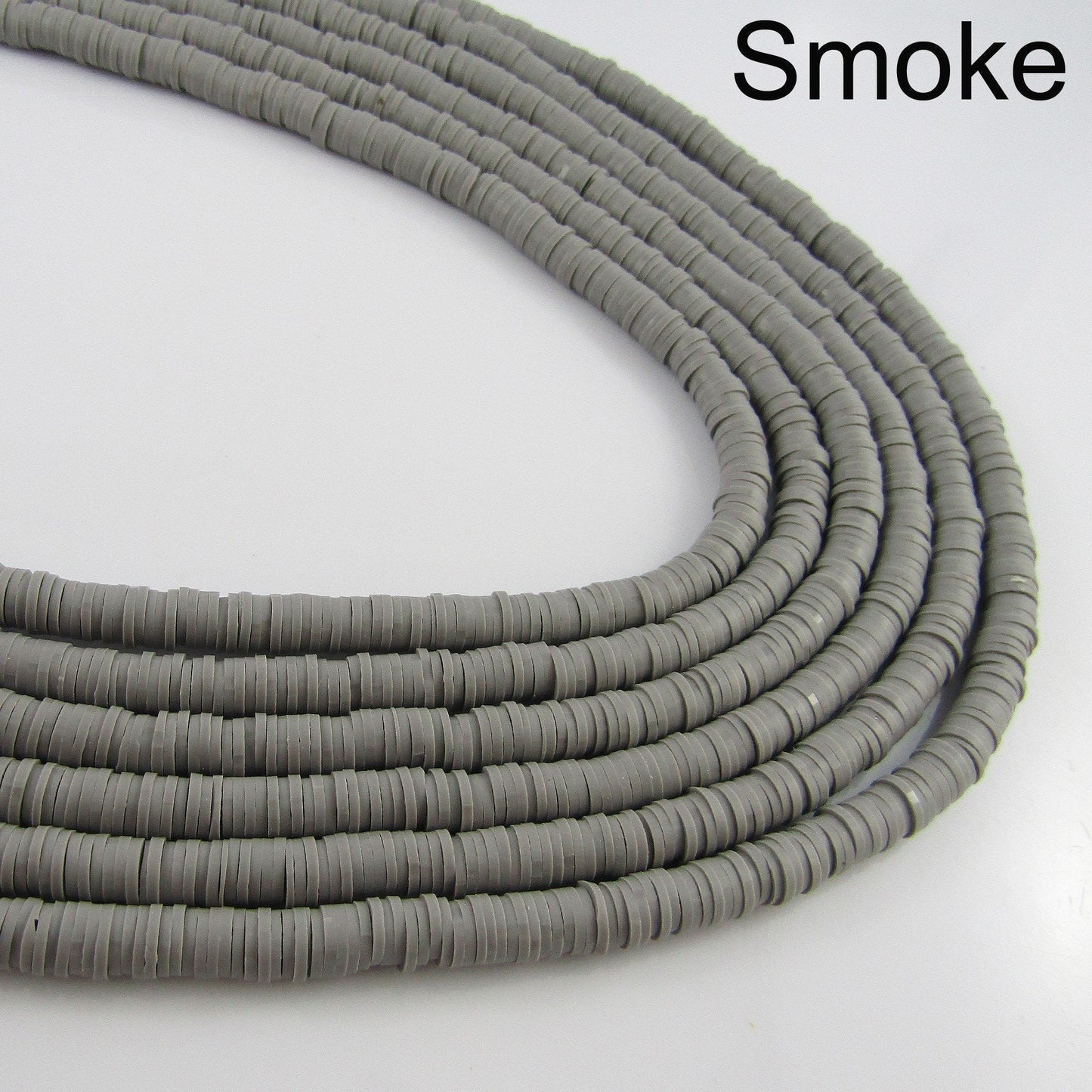 One Strand 330pcs Wafer Disc Smoke Gray Polymer Clay Beads Katsuki Bead 6mm