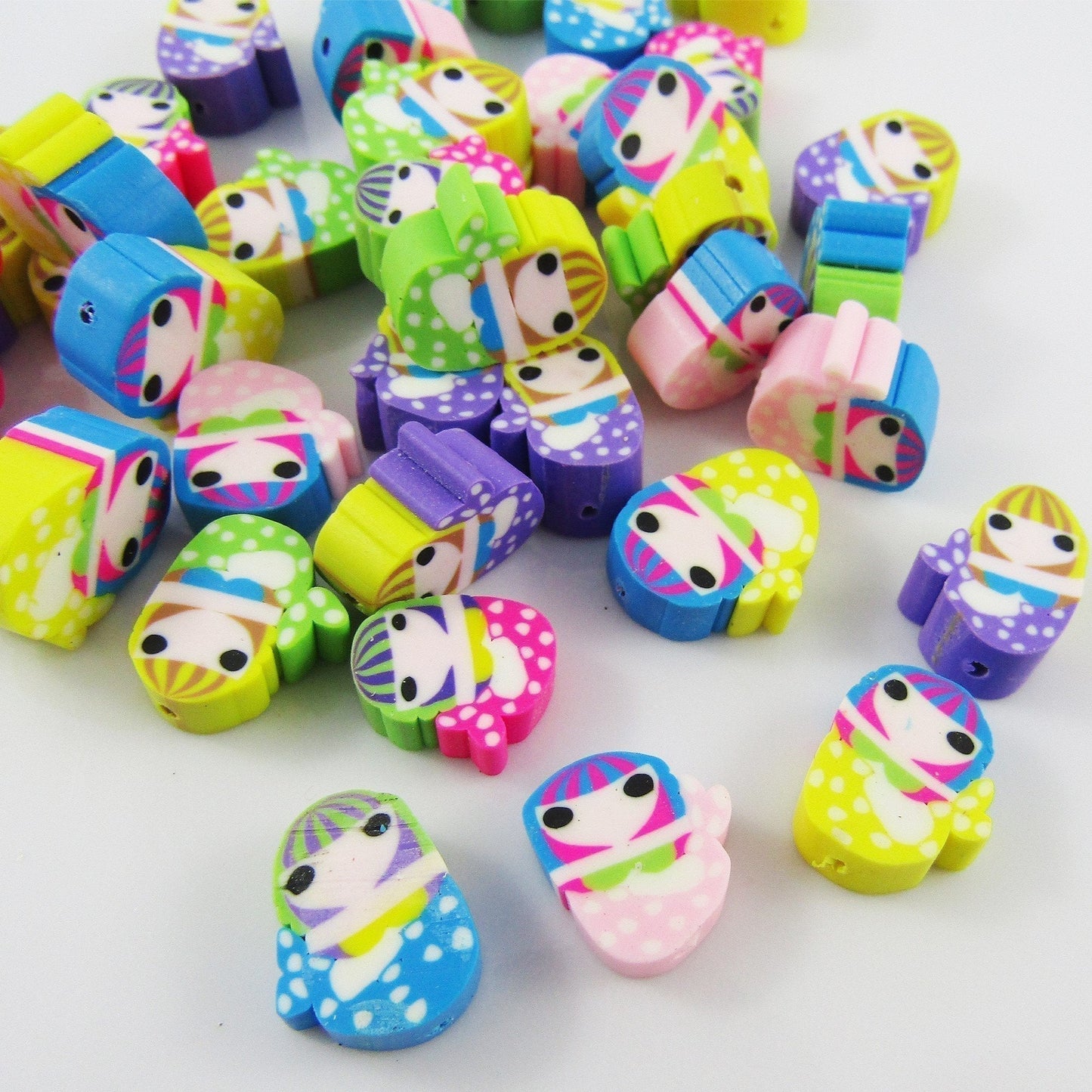 50pcs Mermaid Bead Polymer Clay Mixed Colours 14x11mm Hole 1mm