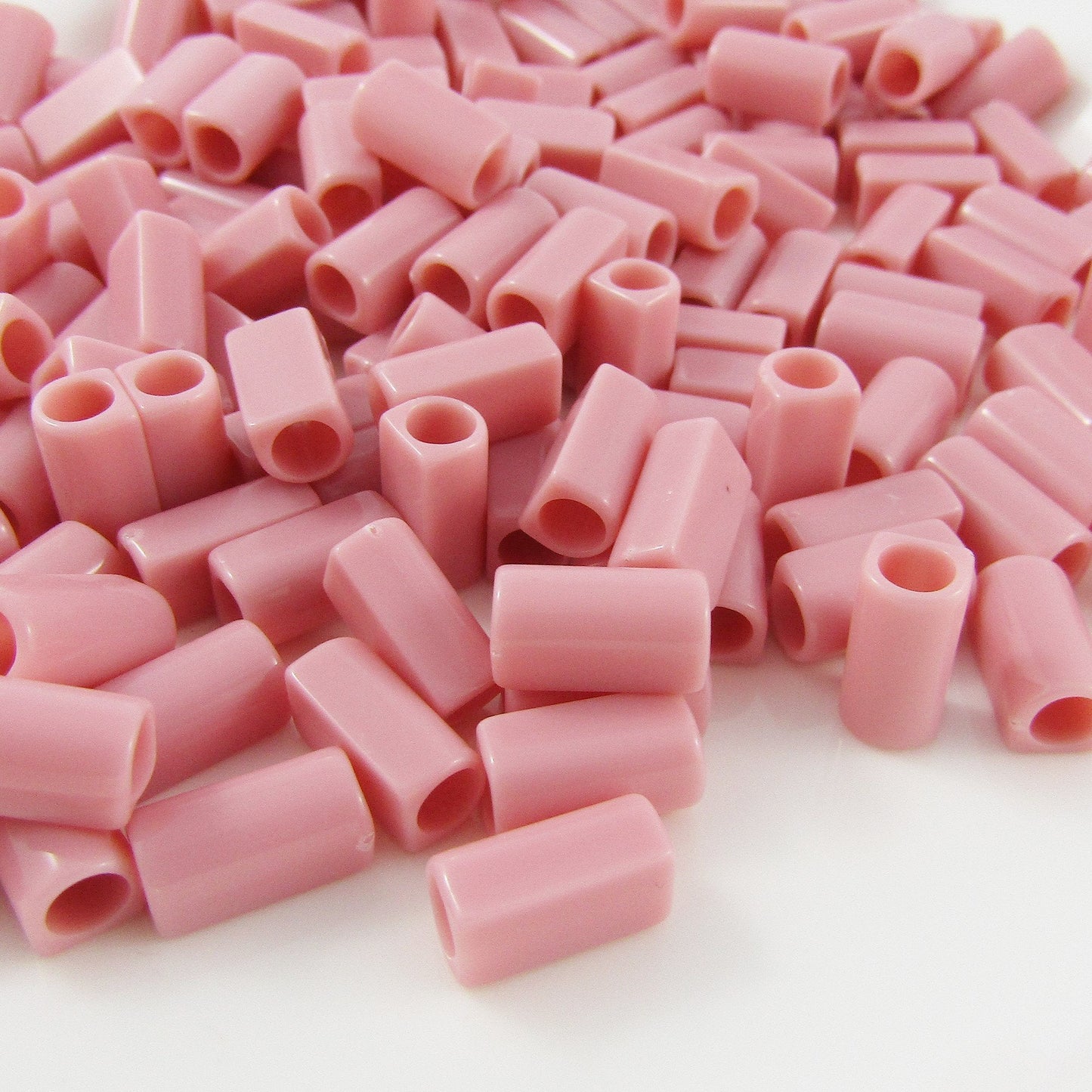 50g 259+pcs Acrylic Tube Beads Large Hole Opaque Pink 11x6mm Hole 3.8mm