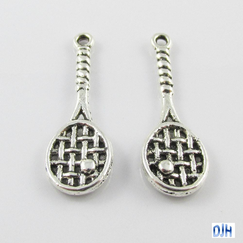 Bulk Tennis Racquet Charm Pendant Tennis Sport 29x10mm Select Qty