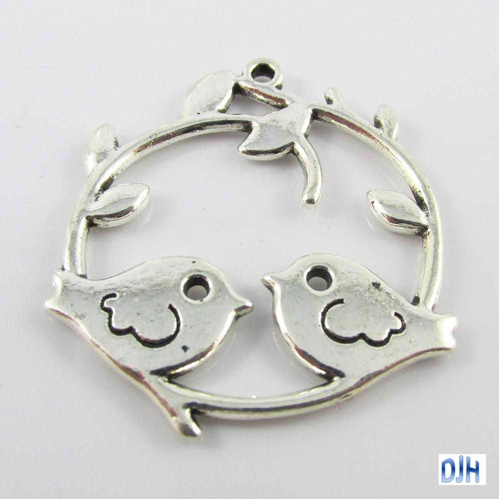 Love Birds Ring Charm Pendant 42.5x37mm Select Qty