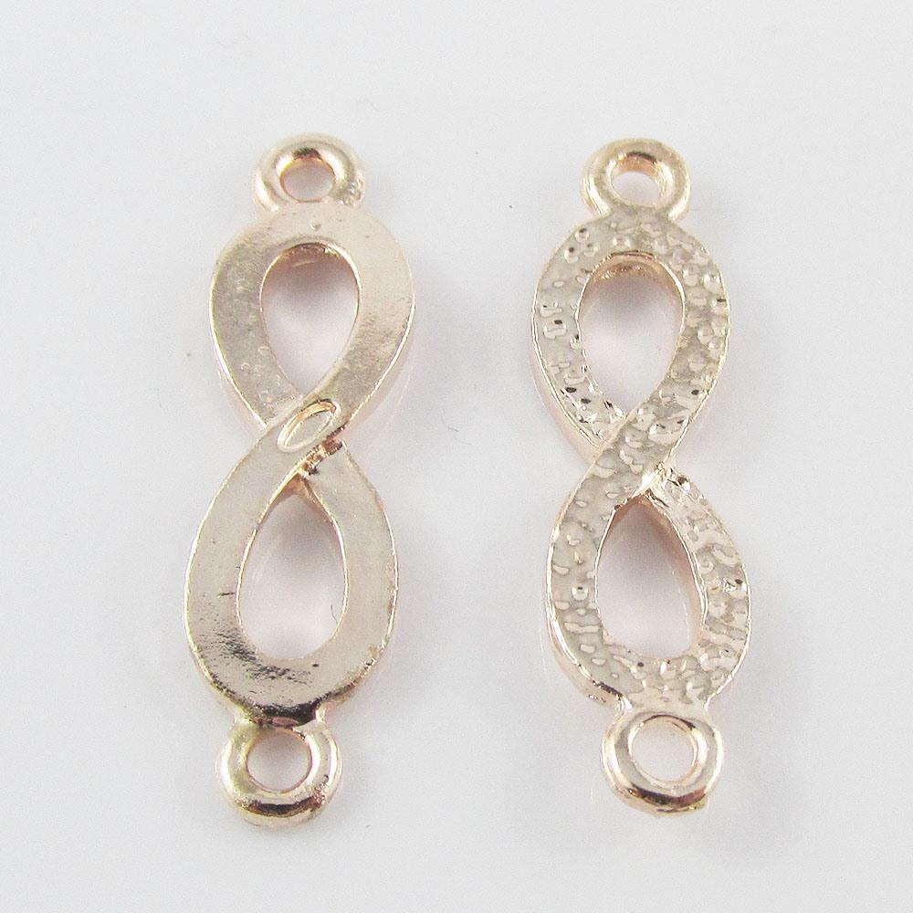 Bulk Infinity Connector Charm Pendant 1/1 Loop 28x8mm Light Gold