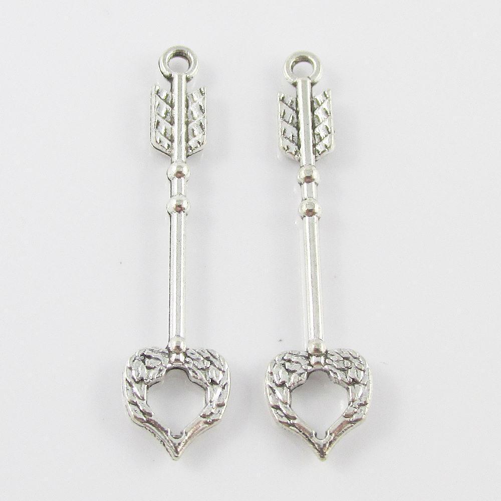 Bulk Wing Heart Arrow Charm Pendant Cupid Arrow 29x9mm Select Qty