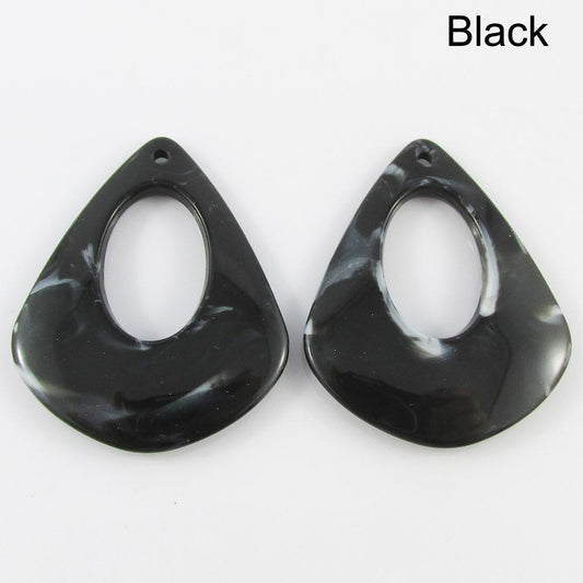 Bulk 10pc Marbleized Drop Charm Pendant Acrylic Retro Accessories Select Colour