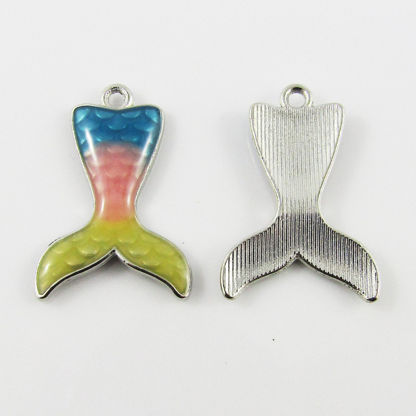 Bulk 10pce Enamel Mermaid Tail Charm Pendant 28x19mm Select Colour