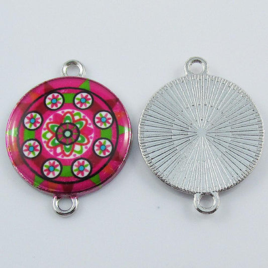 Bulk 10pcs Enamel Mandala Charm Connector 20.5x27x2.5mm Hole 2mm