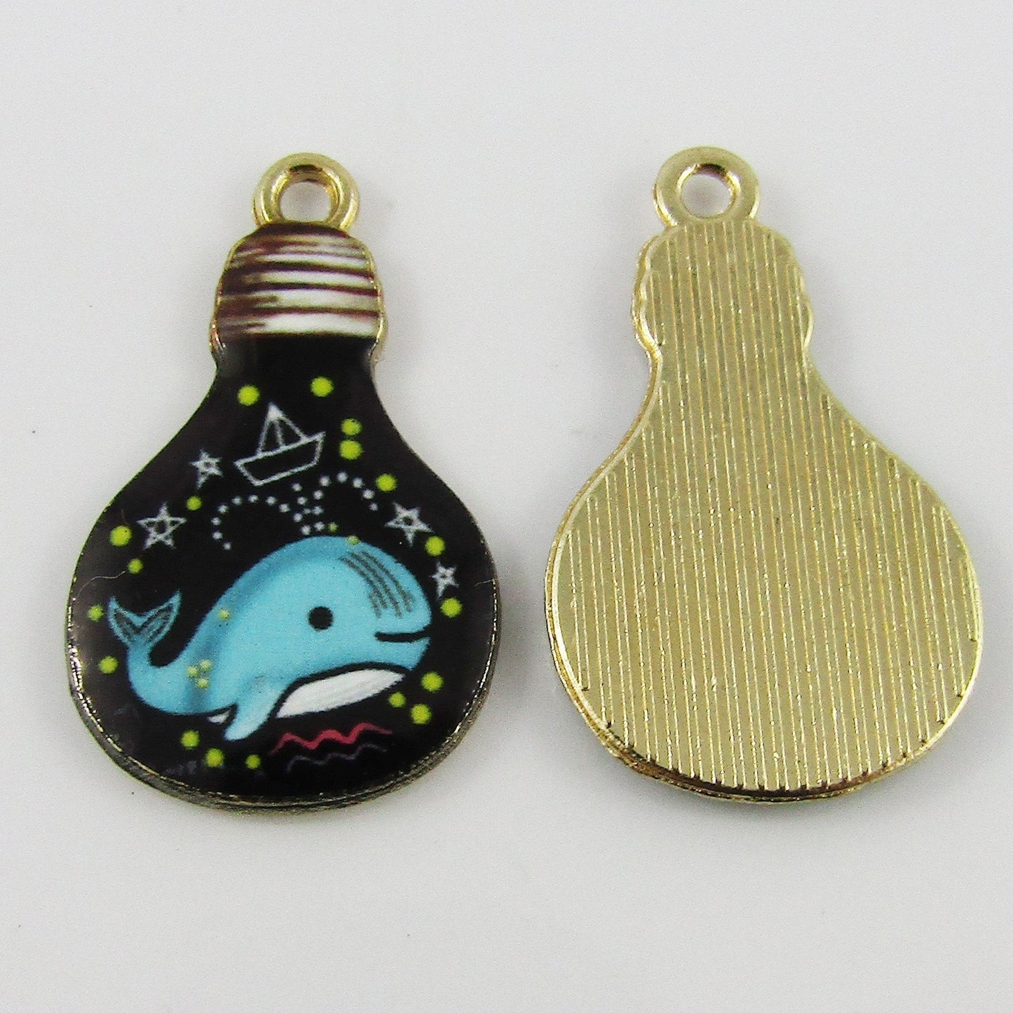 Bulk 10pce Enamel Light Bulb Whale Charm Pendant 28x17mm