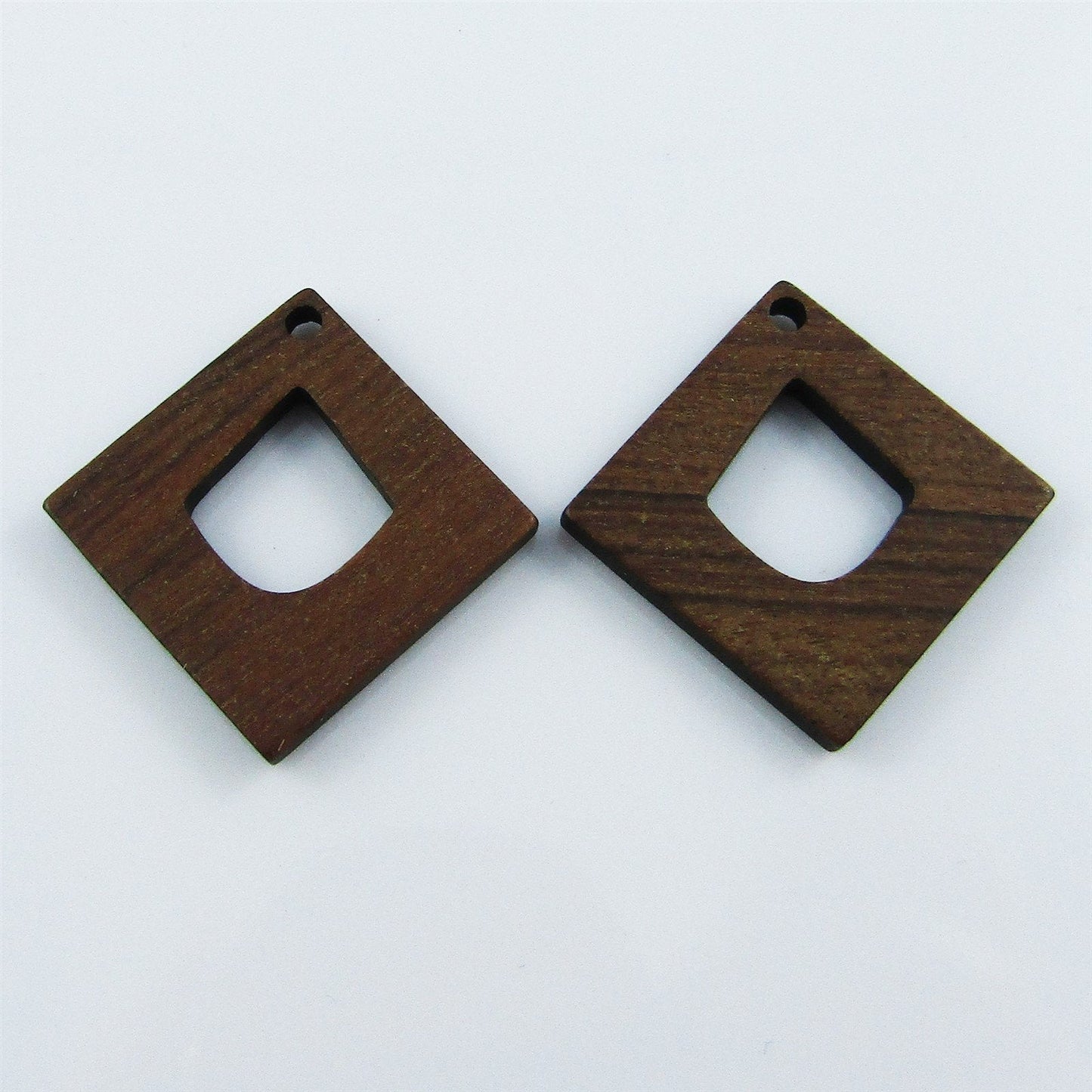 Bulk Diamond Wood Charm Pendant Natural Organic 27.5x27.5mm Select Qty