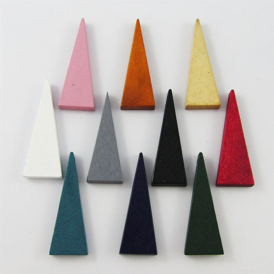 Bulk 10pce Wood Triangle Charm Pendant 40x15mm Select Colour