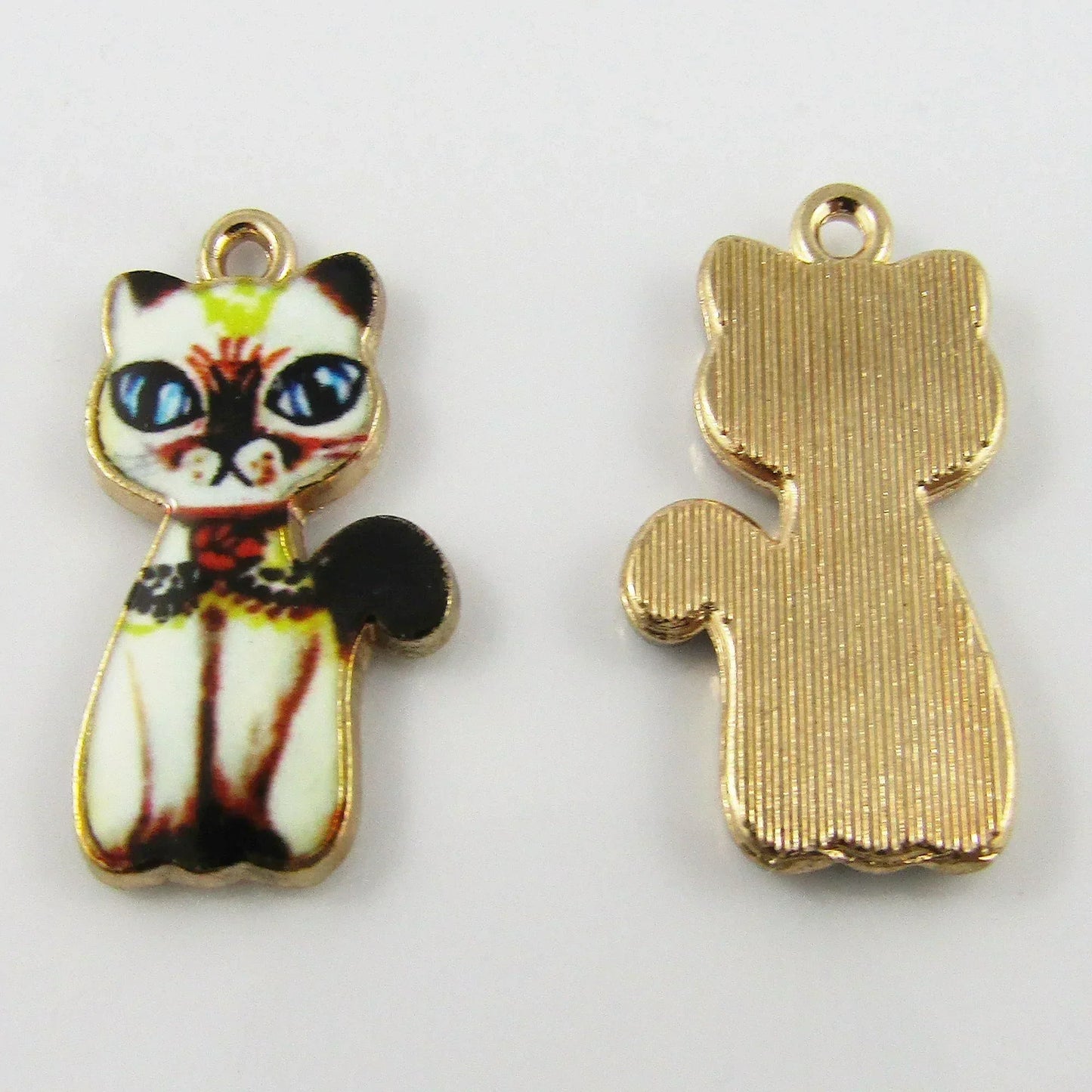 Bulk 10pce Enamel Cute Cat Charm Pendant Pet Animal 23x14mm