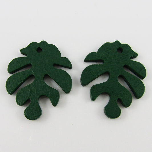 10pcs in Random Pairs Printed Wood Long Teardrop Charm Pendant 24x11mm