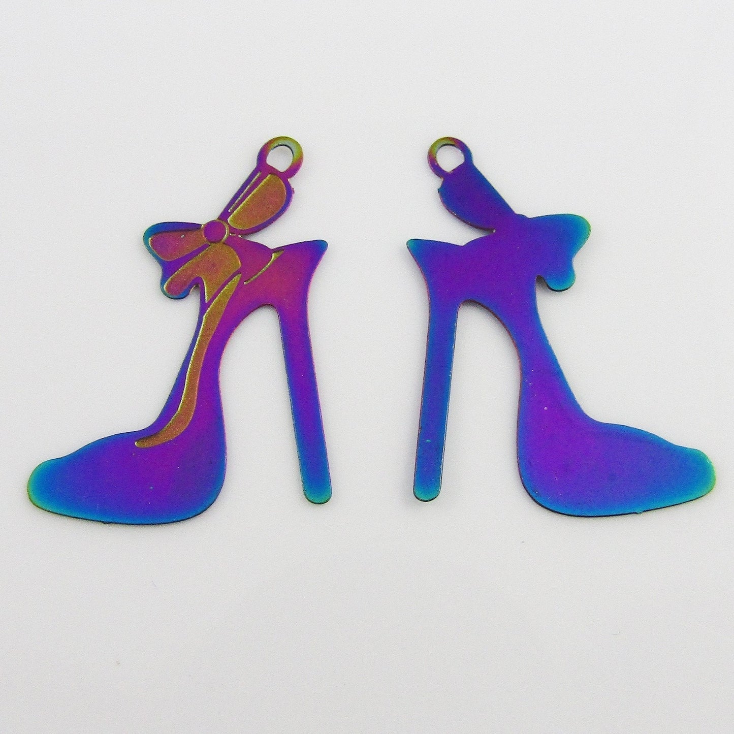 Bulk 6pce Laser Cut High Heel Shoe Charm Pendant Earring Component SSteel 31mm