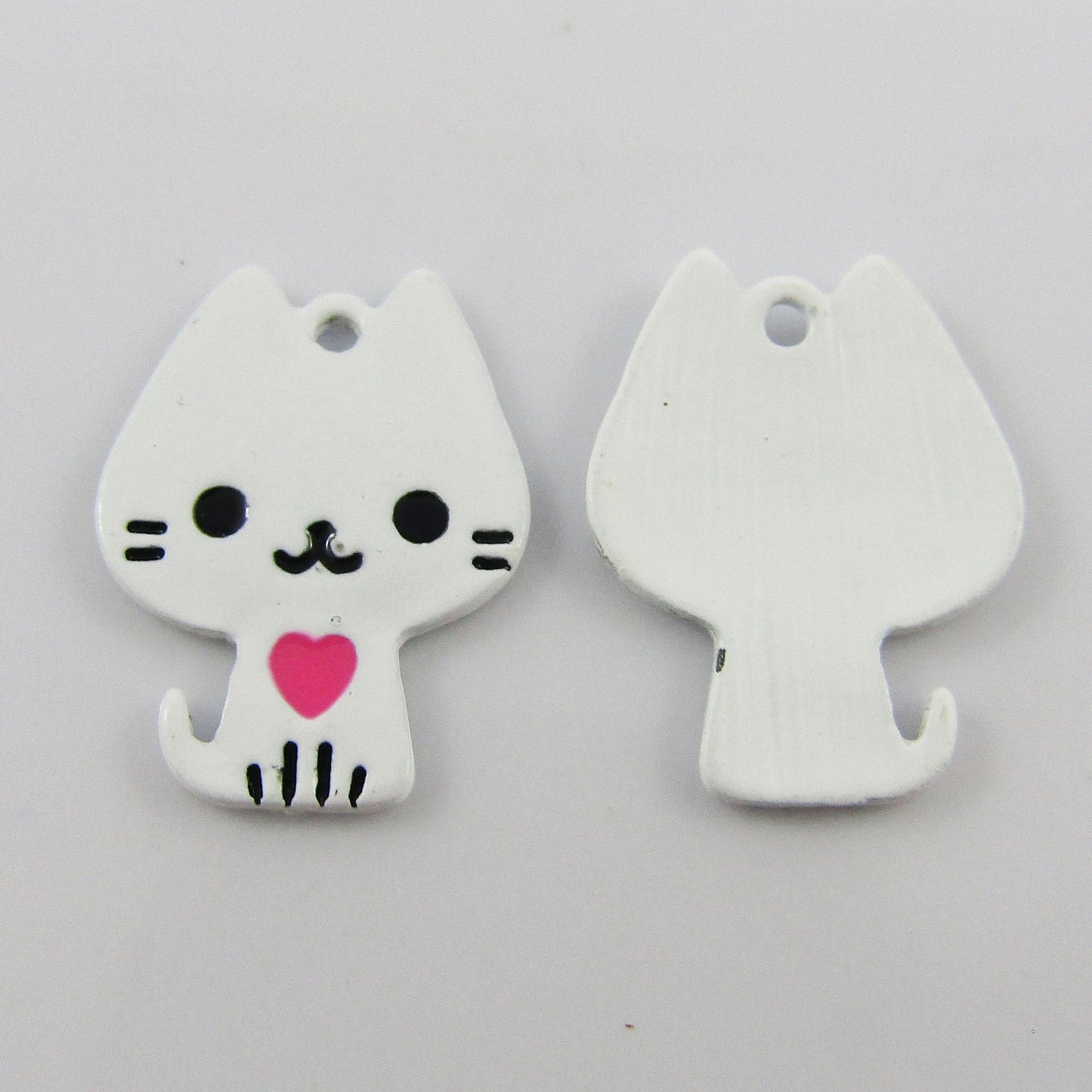 Bulk 10pce Enamel Heart Cat Charm Pendant Animal Pet Love 15x20mm Select Colour