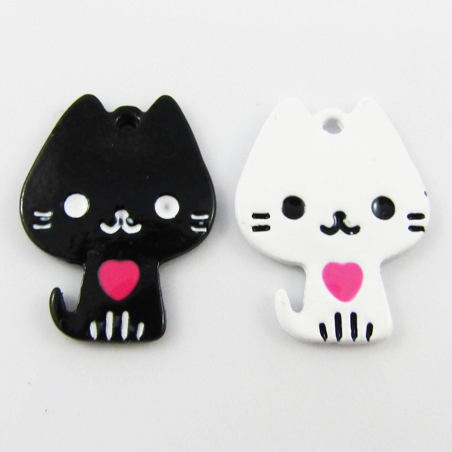 Bulk 10pce Enamel Heart Cat Charm Pendant Animal Pet Love 15x20mm Select Colour