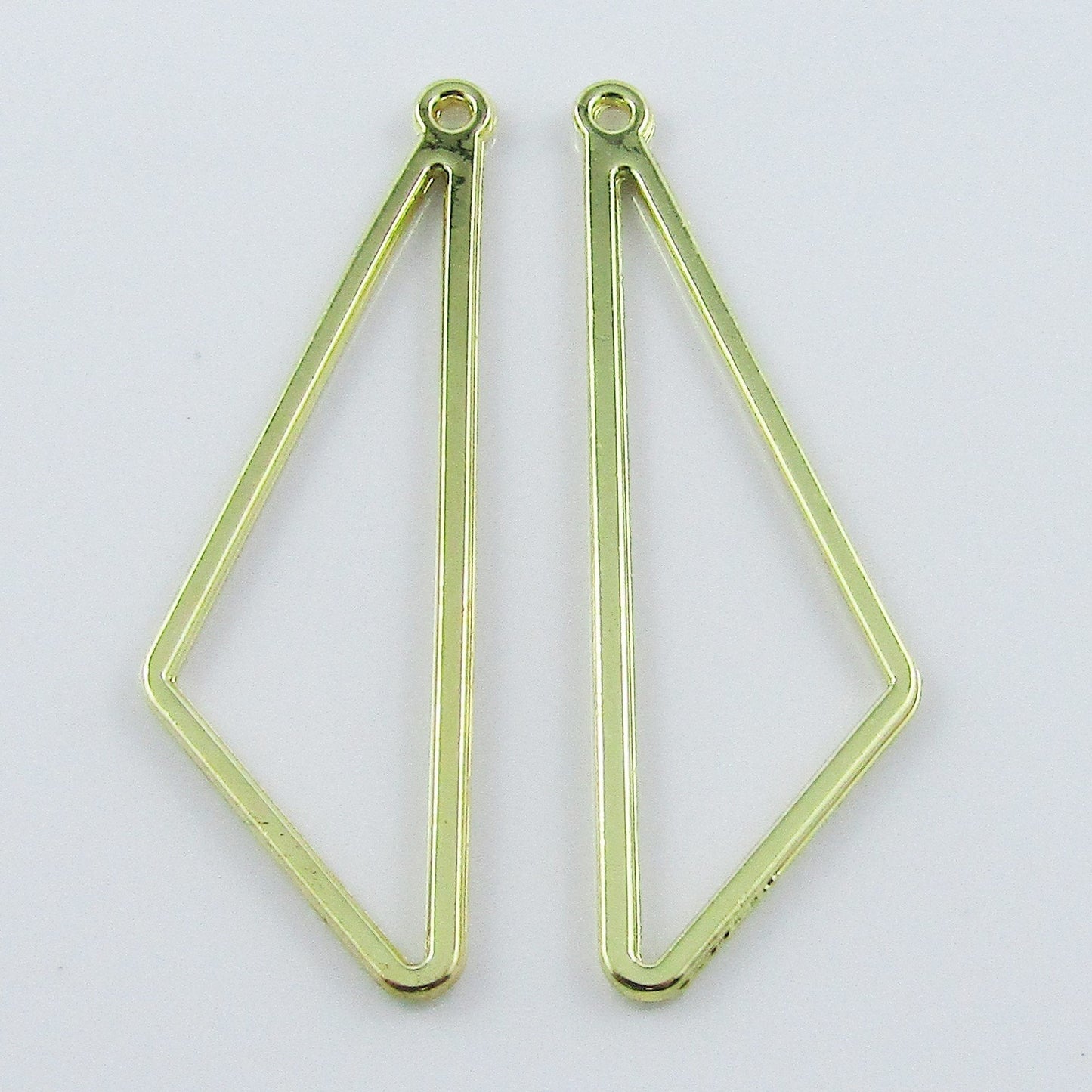 10pcs Scalene Triangle Large Charm Pendant Earrings Light Gold Alloy 44x14mm