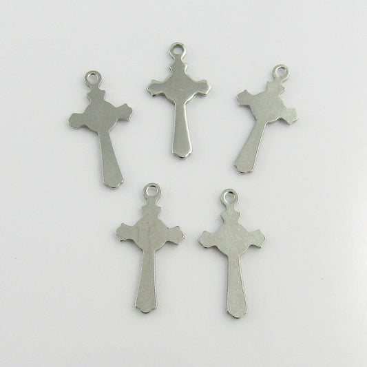 Bulk Religious Crucifix Cross Charm Pendant 201 Stainless Steel 16x8mm