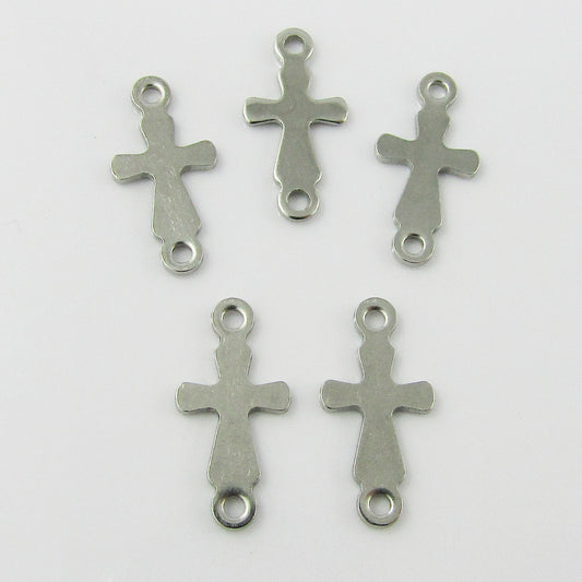 Bulk Crucifix Cross Connector Charm Pendant 201 Stainless Steel 18x9mm