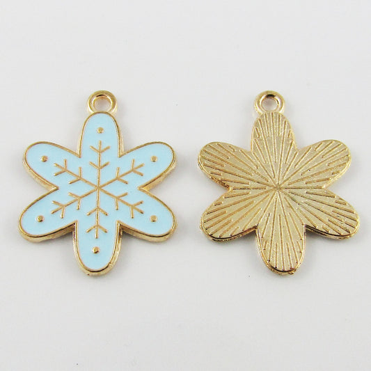 Bulk 10pce Enamel Snowflake Charm Pendant Winter Solstice 24x19mm Select Colour