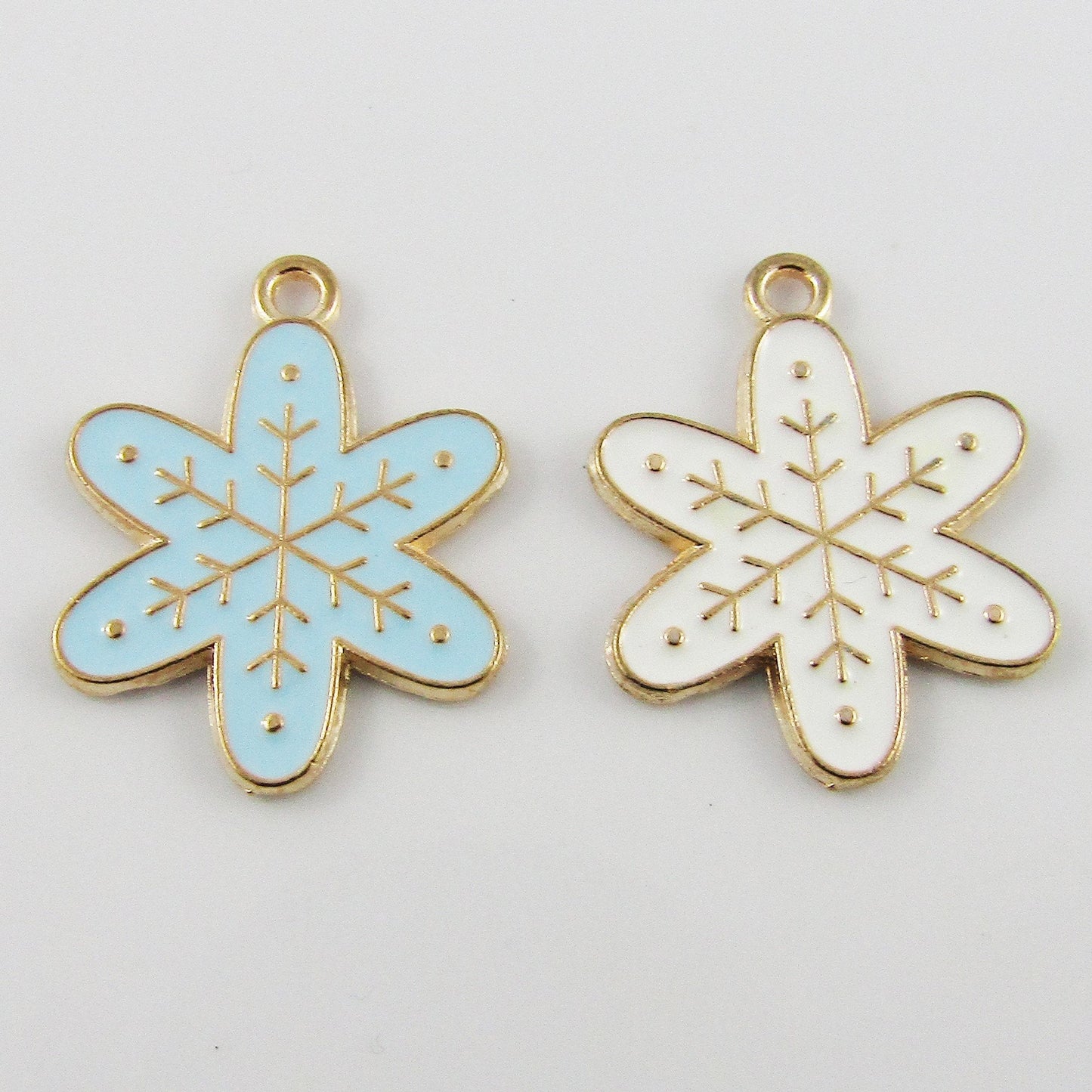 Bulk 10pce Enamel Snowflake Charm Pendant Winter Solstice 24x19mm Select Colour