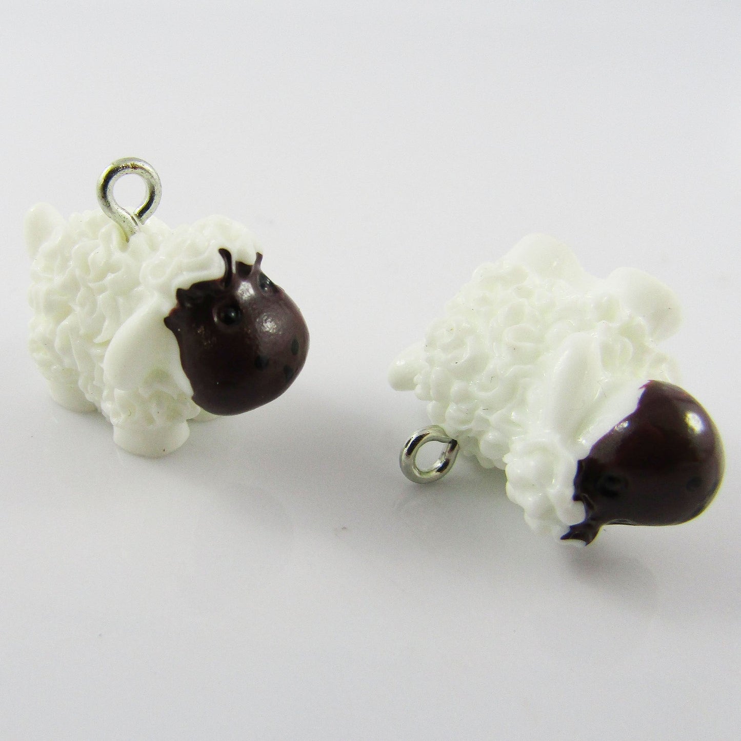 Bulk 10pce Resin 3D Dark Face Sheep Charm Pendant w/ Iron Loop 21x15x13mm
