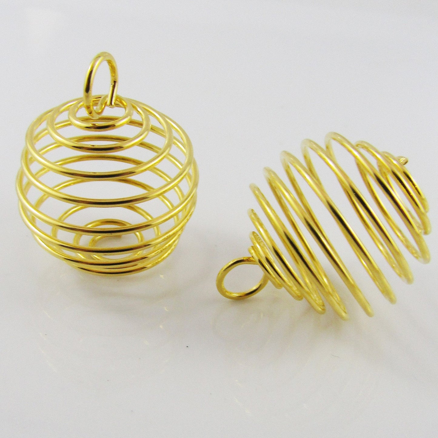 Bulk 5pce Lantern Cage Charm Spiral Pendant Wrapped Wire 27x24mm Gold Plate