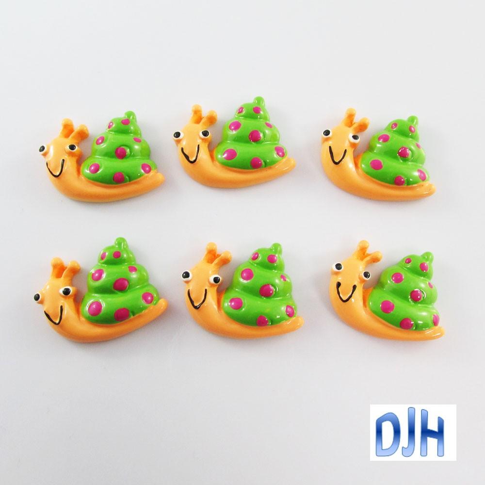 6pcs DIY Resin Snail Cabochon Flat Back Cards Scrapbooking Hair Clips