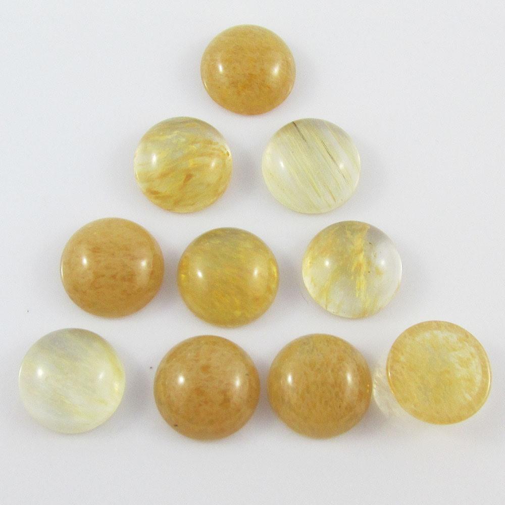 10pcs Synthetic Smoky Quartz Gemstone Cabochon 12mm Round Flat Back Earrings etc