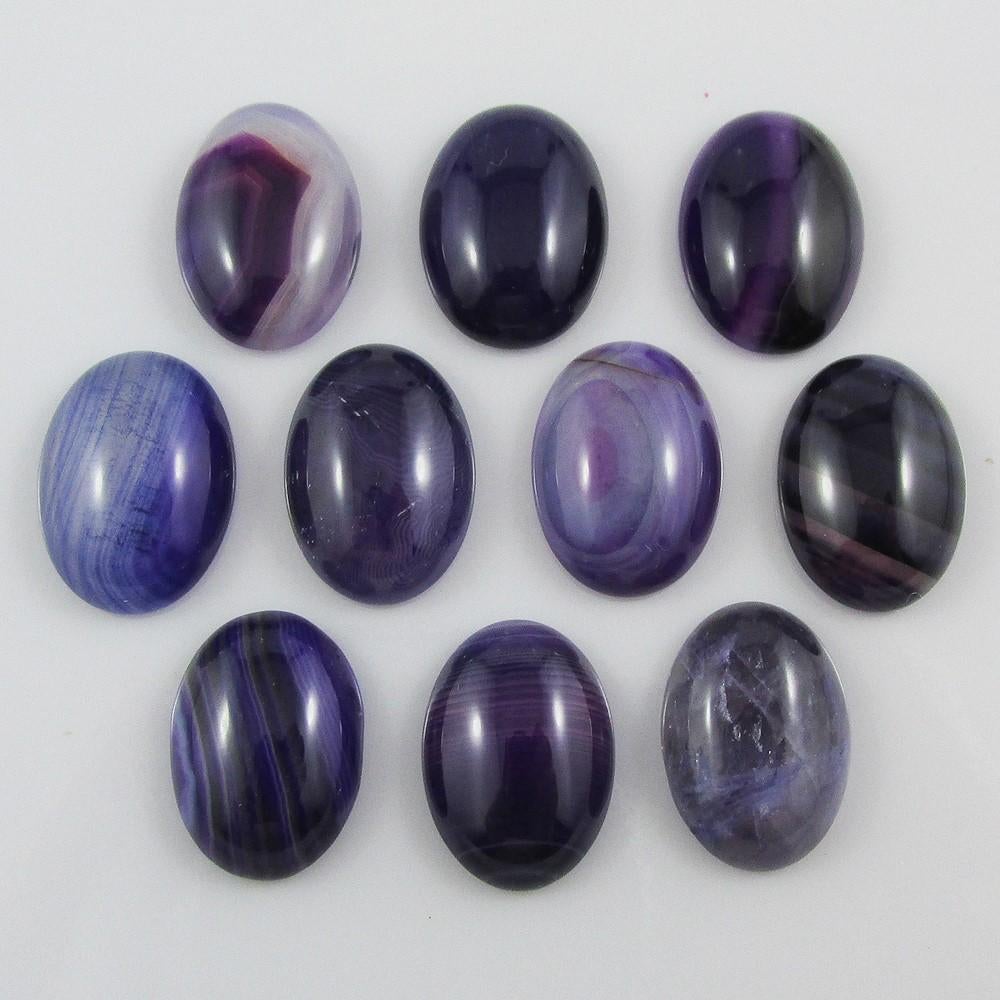 10pcs Dyed Agate Purple Gemstone Cabochon 18x13mm OVAL Flat Back Earrings etc