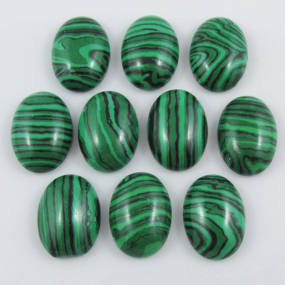 10pcs Synthetic Malachite Gemstone Cabochon 18x13mm OVAL Flat Back Earrings etc