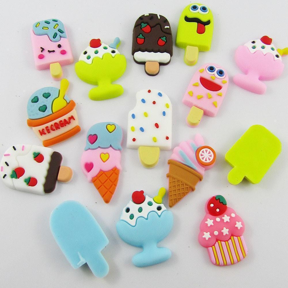 20pcs Fun PVC Sweet Treats Shape Craft Embellishment Flatback 26-36x17-24mm