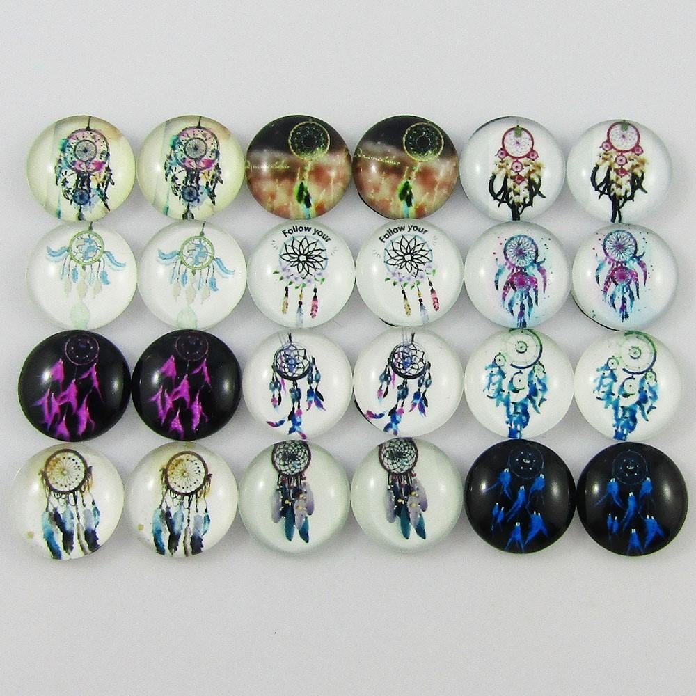 Glass Dome Dreamcatcher Cabochon 12mm Pick 10 or 20 pieces random pairs