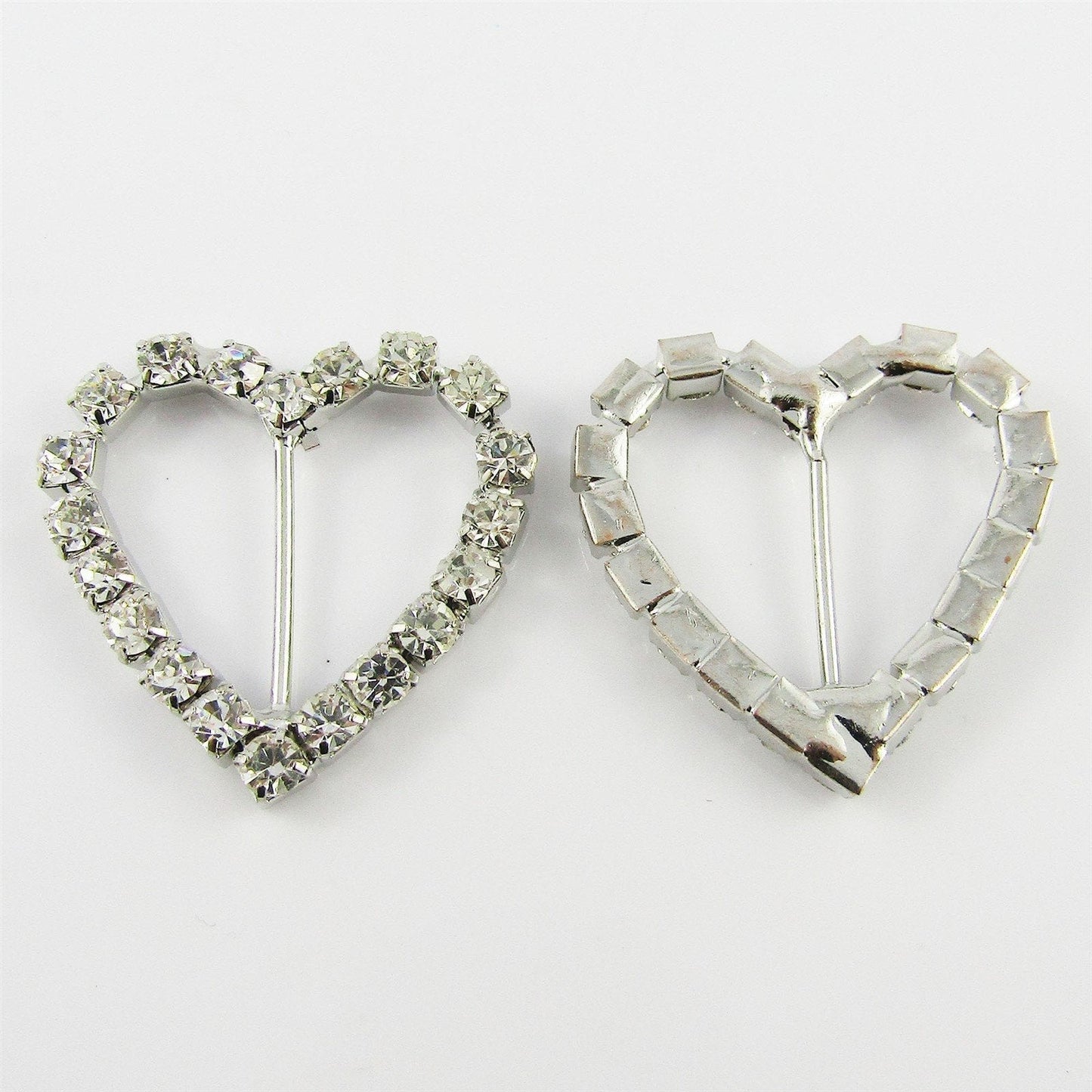 6pcs Heart Rhinestone Bar Buckle Clasp 30x4mm Craft Scrapbooking etc