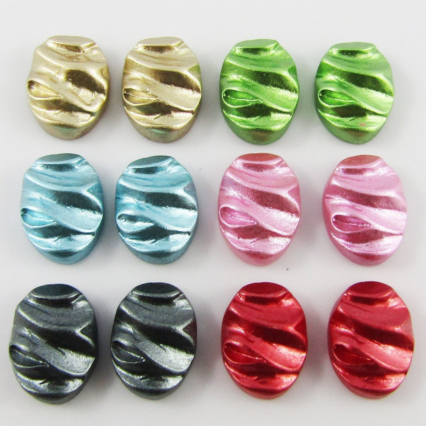 Resin Metallic Waved OVAL Cabochon 13x10mm Pick 10 or 20 pieces in random pairs