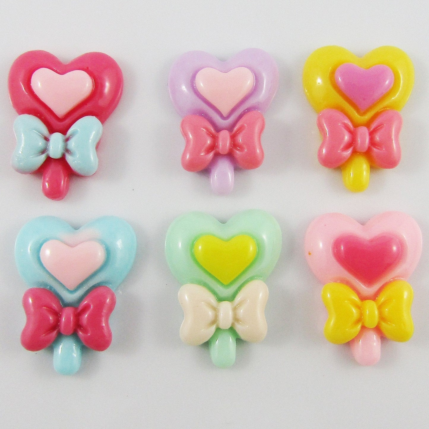 10pcs in Random Pairs DIY Resin Heart Lollypop Cabochon Hair Clips Scrapbooking