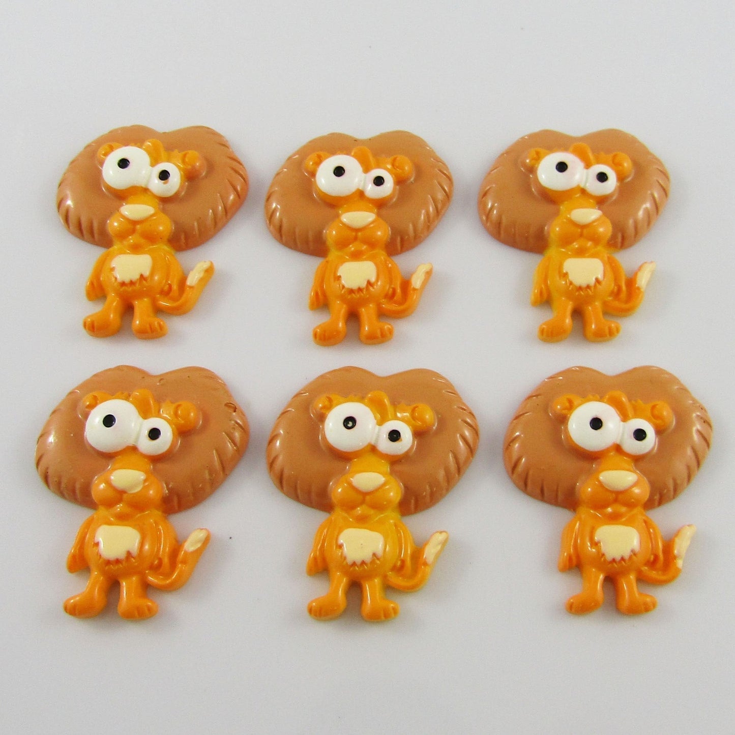 6pcs DIY Resin Cartoon Lion Cabochon Flat Back Hair Clips Scrapbooking etc