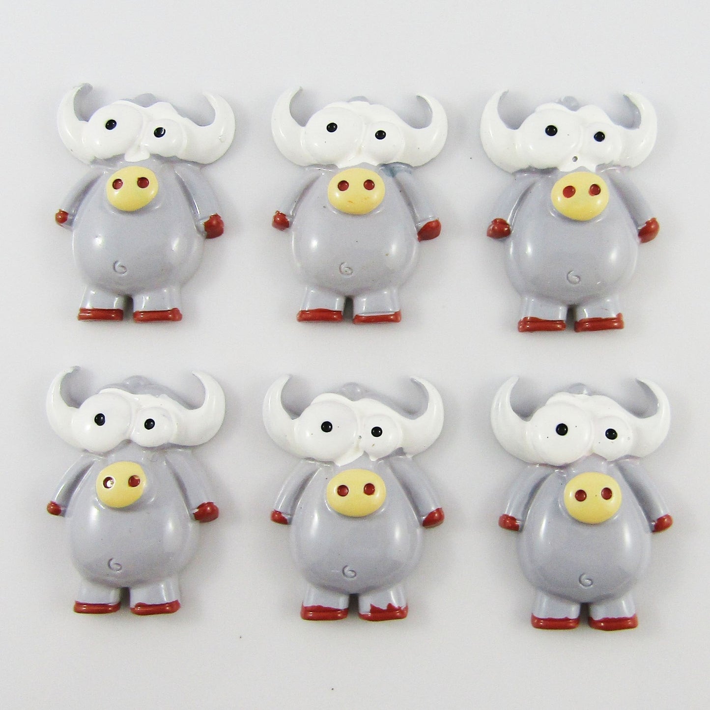6pcs DIY Resin Cartoon Buffalo Cabochon Flat Back Hair Clips Scrapbooking etc