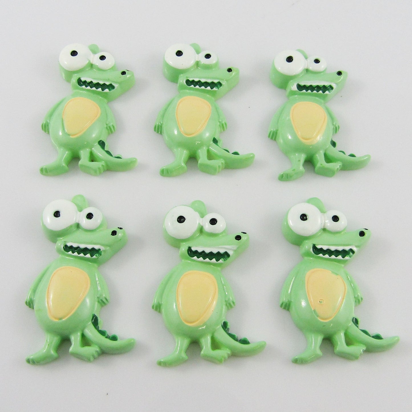 6pcs DIY Resin Cartoon Crocodile Cabochon Flat Back Hair Clips Scrapbooking etc