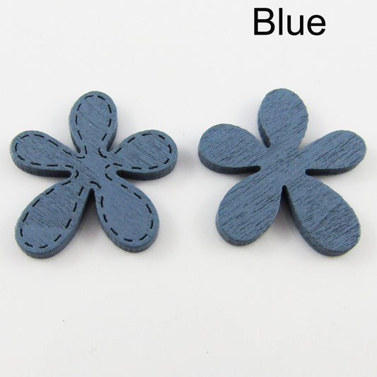 10pcs Daisy Stitches Painted Wood Cabochons Scrapbooking Cards Select Colour