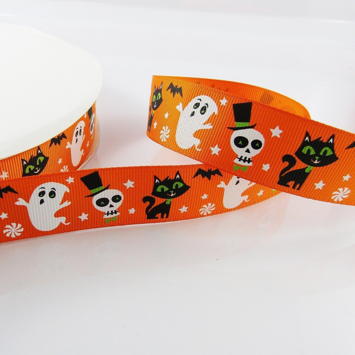 3metres Halloween Print Ghost Cat Skeleton Grosgrain Ribbon 25mm Select Colour