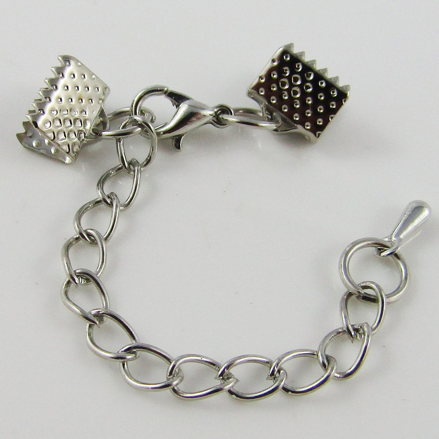 10 Premade Sets Cord Crimp Ends with Parrot Clasp and Extender Chain IRON ALLOY