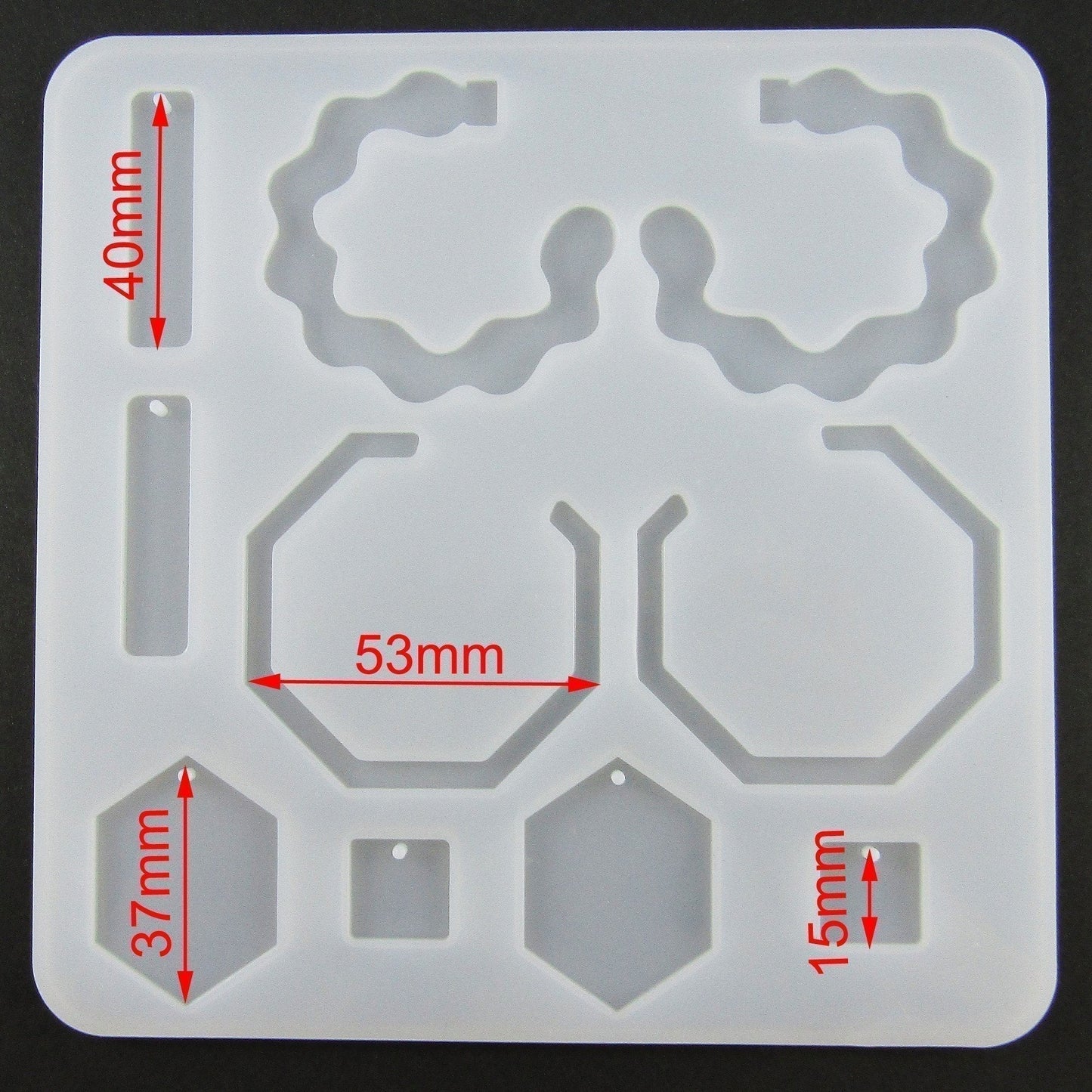 Squiggley Hexagon Hoop Shape Earring Pair Silicone Casting Mould for Epoxy Resin