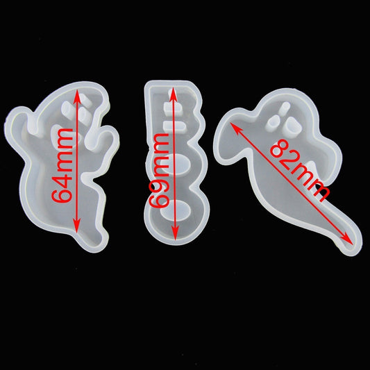 3pce Halloween Ghost Boo Pendant Set Silicone Casting Mould for Epoxy Resin