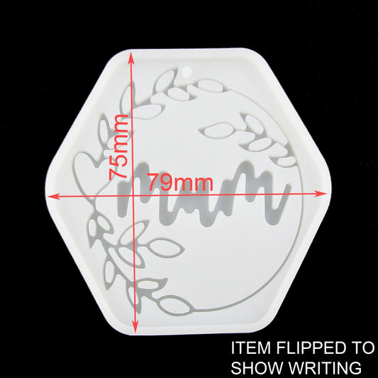 Mother's Day Mum Hexagon Keychain Pendant Silicone Casting Mould for Epoxy Resin