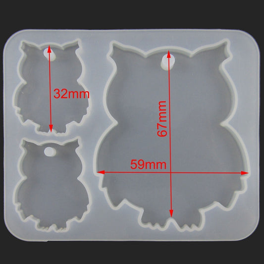 Wise Owl Pendant Silicone Casting Mould for Epoxy Resin Earring & Necklace Set