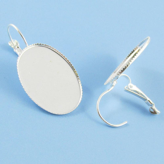Bulk 10pcs (5pair) DIY Oval Cabochon Lever Back Hoop Earring Fit 18x25mm Cabs