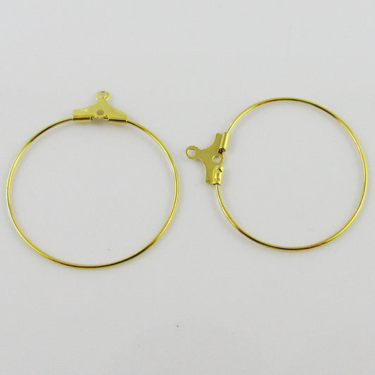 Bulk 10pcs Hoop Wire Earring Component Gold Select Size Opens to Add Beads