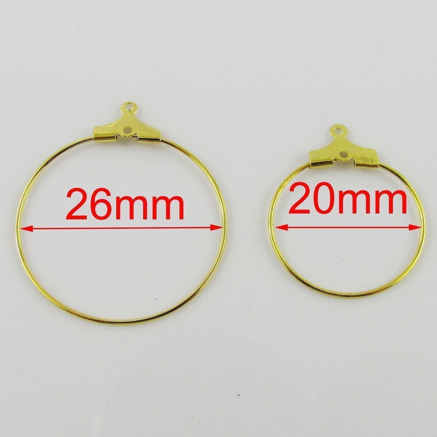 Bulk 10pcs Hoop Wire Earring Component Gold Select Size Opens to Add Beads