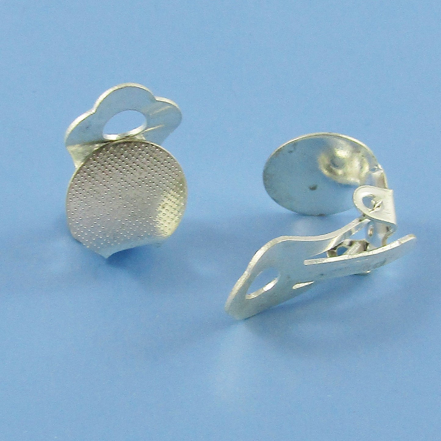 Bulk 10pcs (5pair) DIY Silver Clip on Earring with Flat Glue Pad BRASS 18x9mm