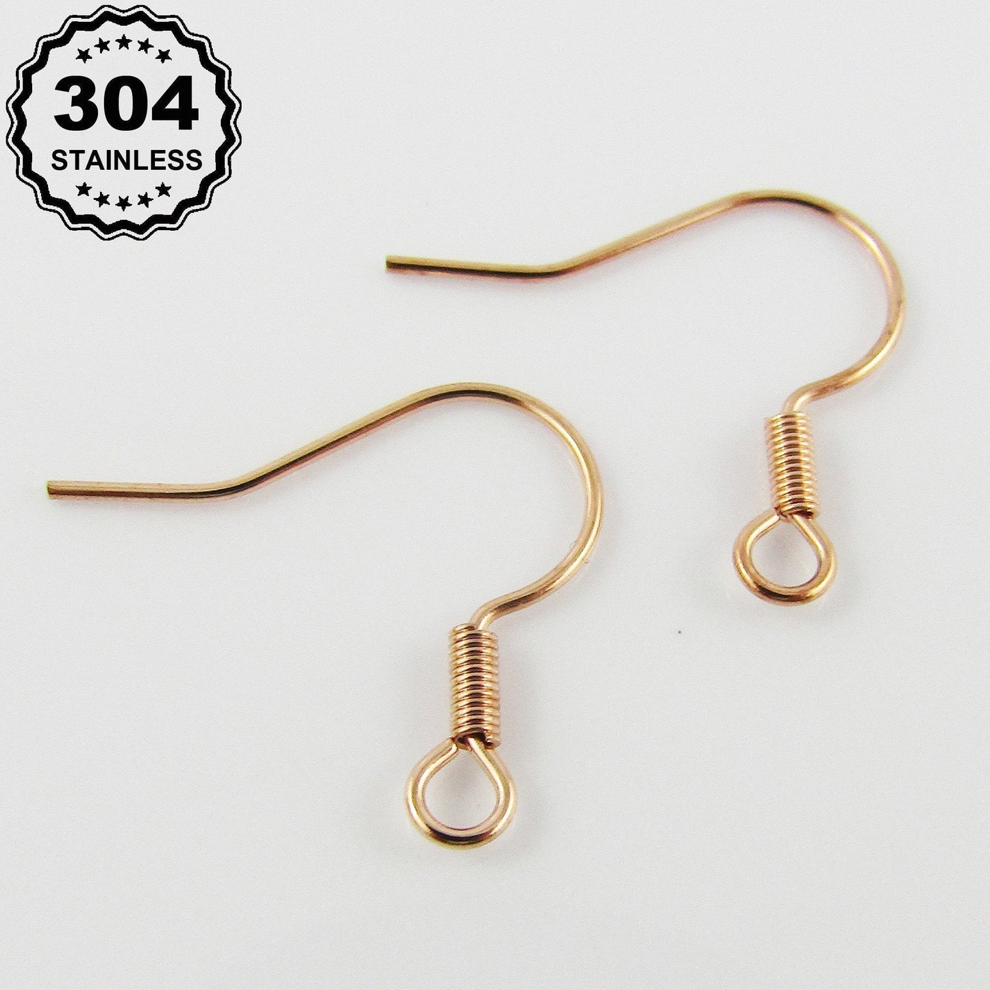 Bulk 20pcs DIY Earring Hook Finding 17x18mm 0.7mm Rose Gold 304 Stainless Steel