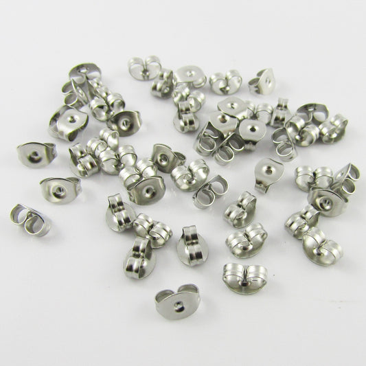 Bulk 50pcs (25pair) DIY Butterfly Earnut Earring Back 6x4.5x3.5mm 304 Stainless